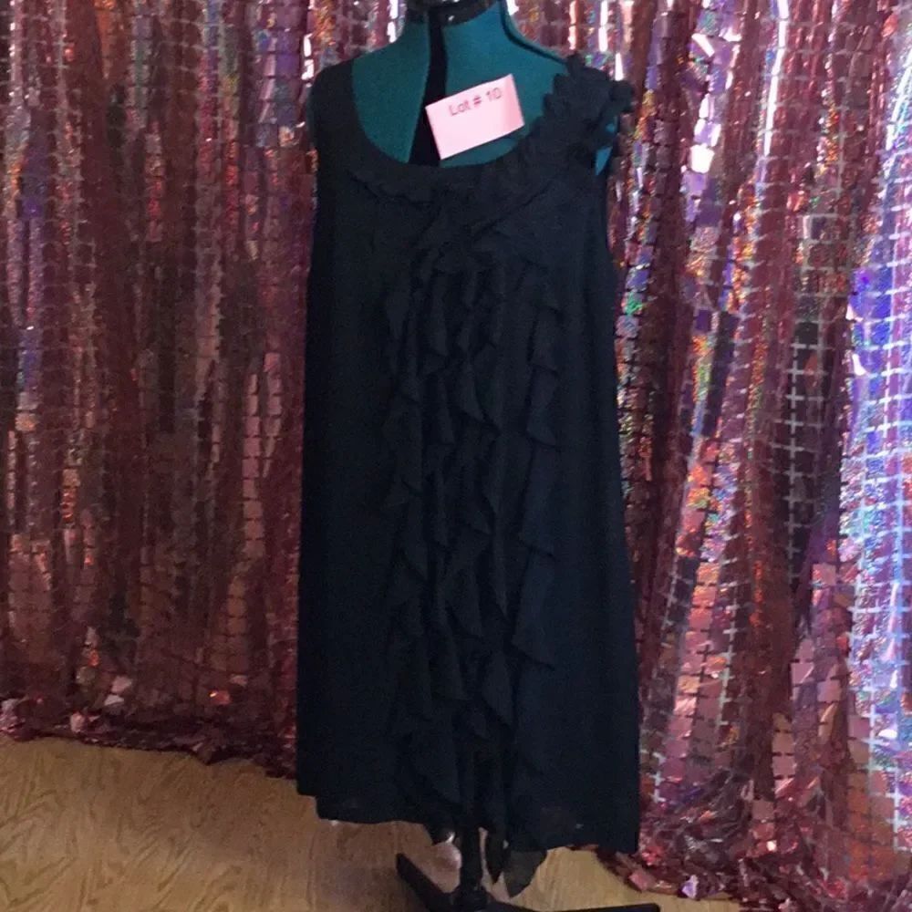 LANE BRYANT black dress with ruffled front, sleeveless, size 20